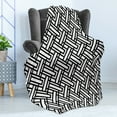 thumbnail image 4 of Black and White Soft Flannel Fleece Blanket, Monochrome Interlocking Stripes Pattern with Modern Abstract Inspirations, Cozy Plush for Indoor and Outdoor Use, 50" x 60", Black White, by Ambesonne, 4 of 5