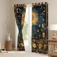 thumbnail image 3 of Manfei Boys Girls Moon Sun Curtains Pack of 2 (42x84 Each),Bohemian Chic Flower Curtains Blackout,Starry Sky Bedroom Curtains,Microfiber Bedroom Decor, 3 of 6