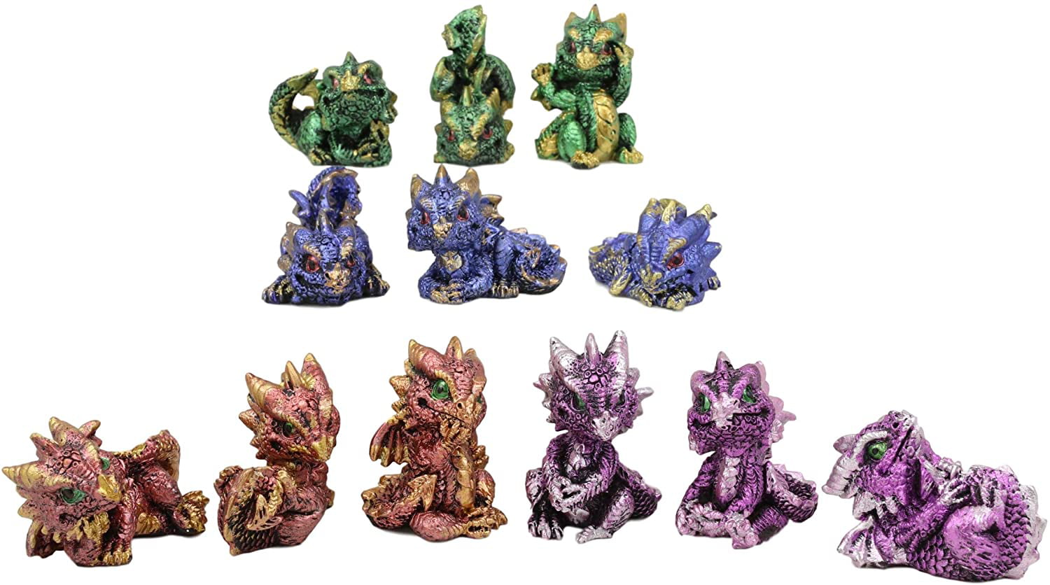 Set of 12 Mini Dragon Red Blue Green Purple Baby Hatching Egg Hatchling GSC71795 