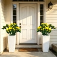 thumbnail image 4 of Fiaya Women Artificial Azalea Flowers Yellow UV Resistant Faux Shrubs Plants Fake Flowers for Porch Garden Wedding Decor 13.8in, 4 of 6
