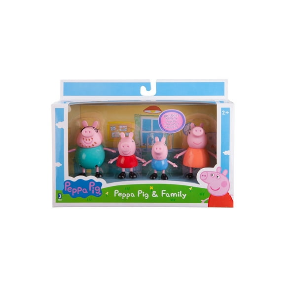 Juego de figuras de juguete Jazwares Peppa Pig Family, paquete de 4 figuras, más de 2 años