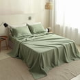 thumbnail image 6 of Simple&Opulence 100% Linen Sheet Set Solid Color-4 Pcs Washed French Linen Bed Sheets(1 Flat Sheet,1 Fitted Sheet,2 Pillowcases)-Breathable Bedding Set (Sage Green, King), 6 of 8