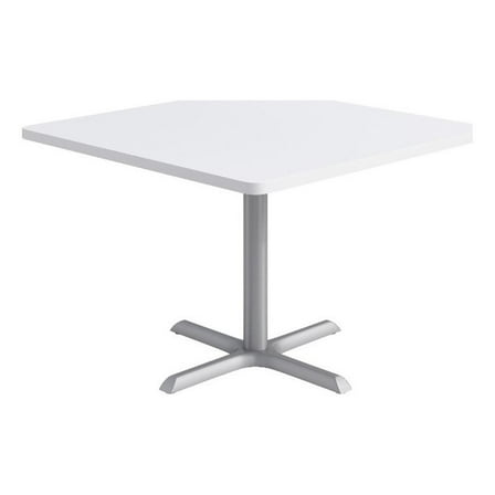 Pemberly Row 42" Square Dining Table - White Top - Silver Base