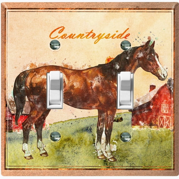 Metal Light Switch Plate Cover Cute Countryside Horse Animal Farm ANM004