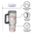 thumbnail image 4 of 40oz Pioneer Flower Floral Print Pattern Insulated Tumbler with Handle, BPA-Free Leak Proof Lid and Straws, Double Wall Vacuum, Hot 12h/Cold 34h, 4 of 6