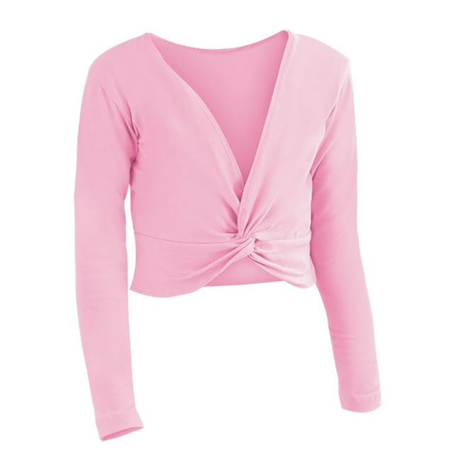 Autumn Winter Toddler Girls Long Sleeve Warm Solid Color Blouse Ballet Wrap Tops Velvet Dance Sweater