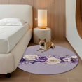 thumbnail image 2 of Spring Flowers Round Area&nbsp;Rug 5ft Watercolor Purple White Rose Daisy Floral Leaf Purple Non-Slip&nbsp;Washable Circle Rugs Soft Felt Indoor Floor Mat for Bedroom Kitchen Living Room Bathroom, 2 of 9