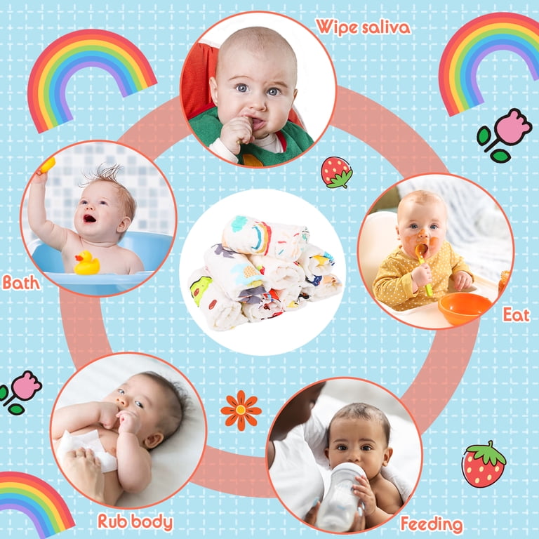 Cotton Muslin Burp Cloths Set of 10 photo 3