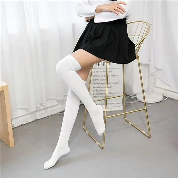 Medias Medias de tubo largo con rayas de tres barras Calcetines por encima de la rodilla Estilo académico Danza escénica Calcetines de algodón para mujer