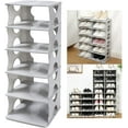 thumbnail image 1 of Zapatero de 6 niveles, organizador de almacenamiento apilable para la entrada del dormitorio, estante ajustable, estante con ranuras para zapatos, estante de torre fácil de montar, gris, 1 of 8