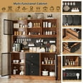 thumbnail image 3 of RichYa Kitchen Storage Pantry 57" Spacious Countertop Hutch with 3 Drawers 3 Cabinets Cup Holder & Power Strip,Buffet Bar Cabinet,Brown, 3 of 8