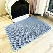 Meitianfacai Cat Litter Mat, Litter Box Mat for Floor, 20" x 16" Honeycomb Double Layer Litter Trap Mat, Indoor Rug Catcher, Urine Waterproof Easy Clean (Blue)