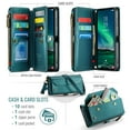 thumbnail image 3 of TECH CIRCLE for Samsung Galaxy S24 FE Wallet Case with Zipper Card Holder & Crossbody Lanyard Strap & Wrist Strap, RFID Blocking PU Leather Magnetic Flip Handbag Purse Cover,Green, 3 of 12