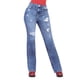 thumbnail image 1 of Pantalón Básico Mezclilla Stretch Mujer con Destrucción Recto Azul 7, 1 of 3