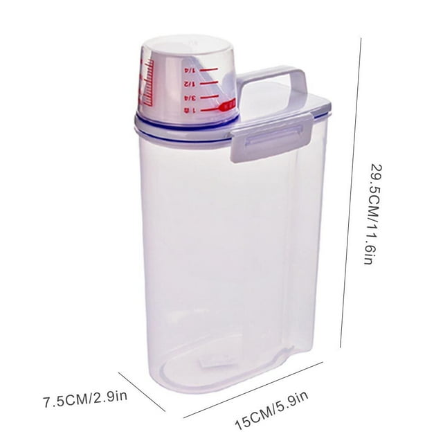 2 Pcs Distributeur de Céréales Boîte de Rangement Étui Contenant de Farine de Riz Riz Cuisine Aliments Contenant de Farine de Riz Étanche à l'Humidité avec Tasse Doseur