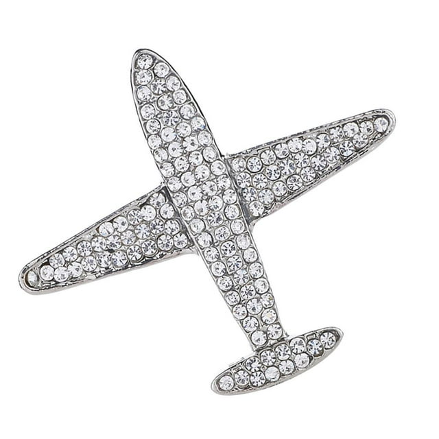 Elegante broche de solapa de avión, broche de de imitación de cristal camisa, traje Plata Hugo Broche de alfiler para mujer