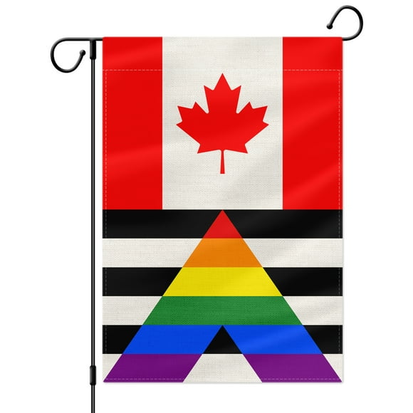 PTEROSAUR Canada Straight Ally Pride Garden Flag, Canadian LGBTQ Pride Rainbow Flag, 12.5x18 inch Vertical Double Sided Burlap, for House Yard Lawn Outdoor Decoration Banner