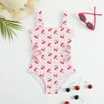 thumbnail image 2 of Zanarzt Toddler Girls Swimsuit Baby Girls Swimsuit Ruffles Bathing Suits Cute Beach Sport Swimming Backless Summer One Piece Swimwear Red,6-7 Years, 2 of 7