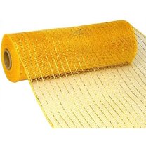 10 inch x 30 feet Deco Poly Mesh Ribbon - Metallic Yellow Gold: RE130153