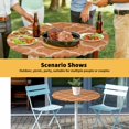 thumbnail image 6 of Elastic Fitted Round Tablecloth, Orange Morocco Waterproof Stretch Table Cover for 45"-54" Tables, Farmhouse Ethnic Geometric Grid Aesthetic Washable Outdoor Tablecloths for Patio, Picnic, Camping, 6 of 9