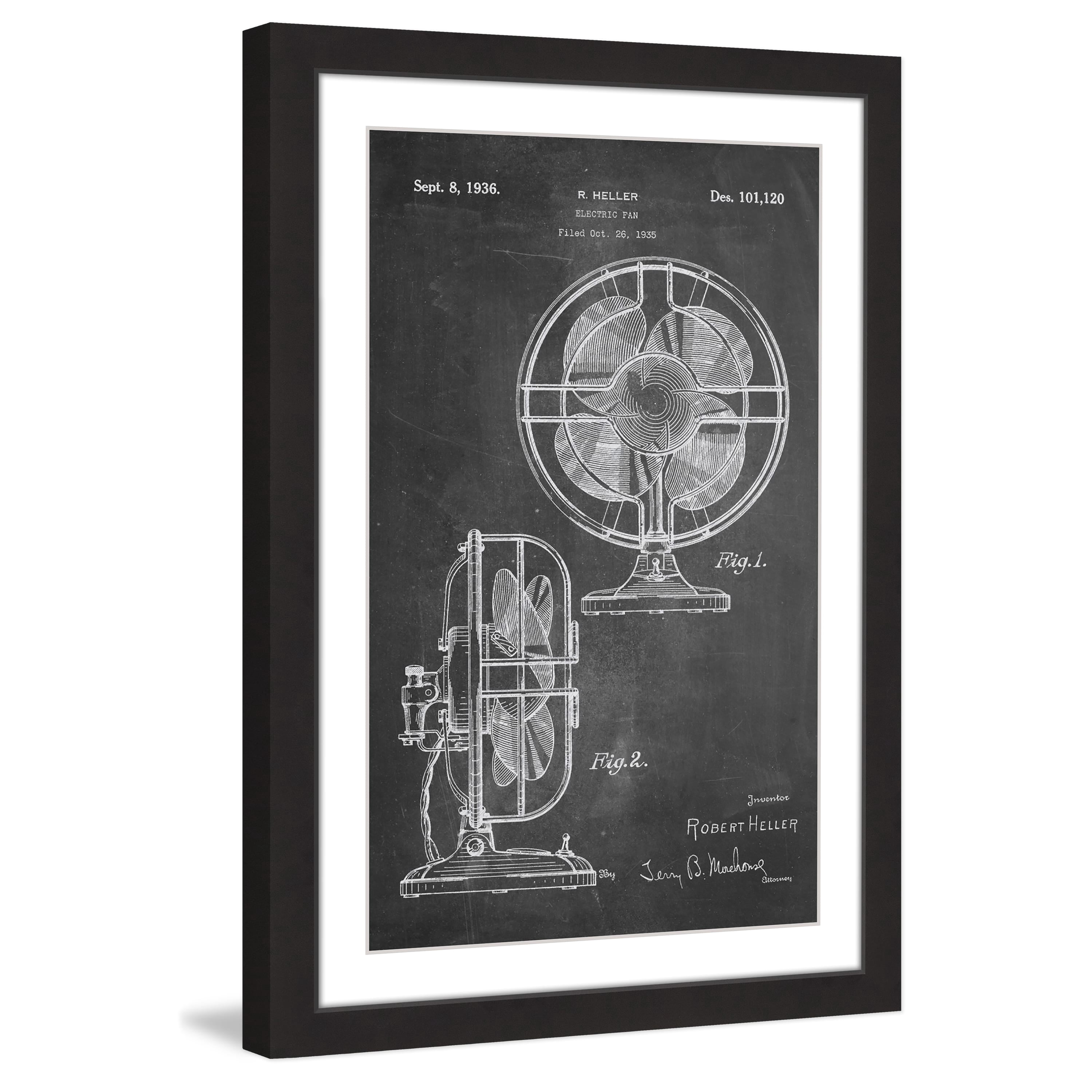 Marmont Hill - "Electric Fan 1935 Chalk" by Steve King Framed Painting Print