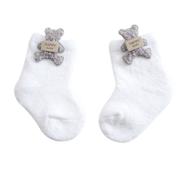 1 Paire de Chaussettes pour Bébé Chaudes d'Hiver Mignonnes Cartoon Bear Douces Nouveau-Né Fille Garçon Chaussettes Épaisses en Éponge Chaussette de Sol Nourrisson AW S (0-1Y)