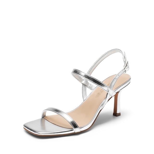 Sandalia DREAM PAIRS SDHS2452W Plata Talle 7.5, Tacón 7.5 cm