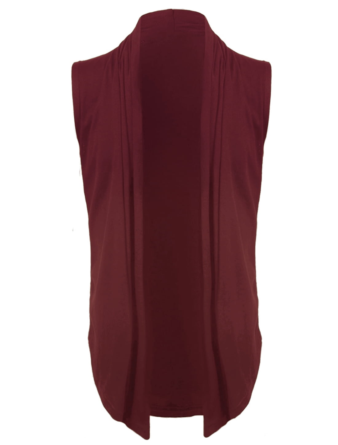DARING DIVA Men's Sleeveless Open Front Asymmetric Hem Cardigan Vest 46 Burgundy