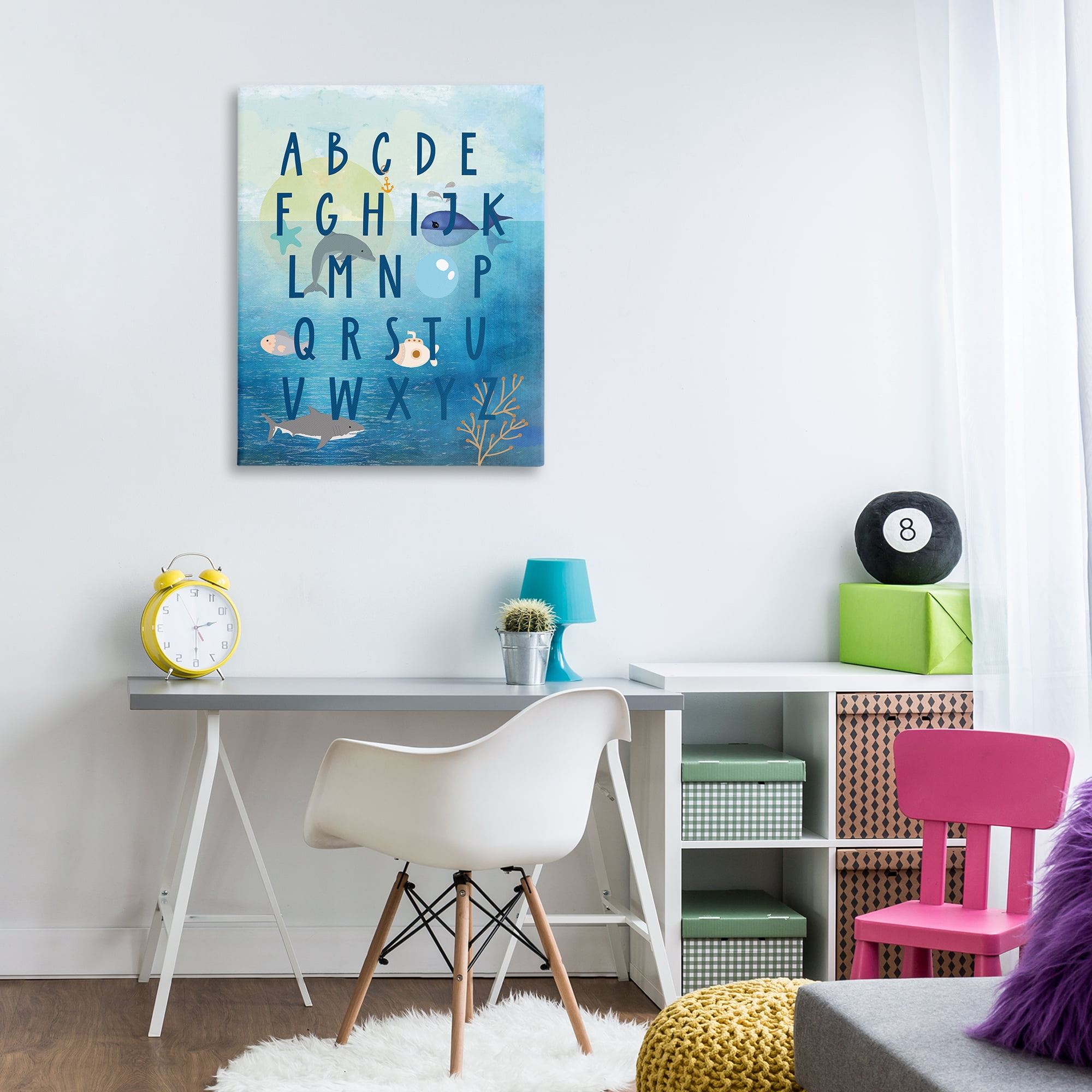 Stupell Industries Sea Creatures Alphabet Animals & Insects Painting Gallery Wrapped Canvas Art Print Wall Art, 30 x 40