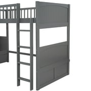 Euroco Wood Bunk Bed Storage, Twin-Over-Twin-Over-Twin for Bedroom, Gray