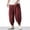 A593 Red, variant on Harem Pants for Men Cotton Linen Boho Hippie Style Wide Leg Baggy Lantern Trousers with Drawstring Elastic Waist Casual Summer Yoga Beach Pants for Men