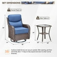thumbnail image 2 of Planntonneo Outdoor Patio Swivel Rocker Chairs Set of 4 with 6-Inch Thick Cushion and 2 Rattan Table, 6pcs Wicker Patio Conversation Set for Porch Balcony Deck, Brown/Blue, 2 of 10