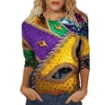 thumbnail image 1 of Outfmvch Chemises Mardi Gras pour Femmes, Manches 3/4 Hauts pour Femmes, Tenue Mardi Gras pour Femmes, Blouses pour Femmes, Hauts d'Entraînement pour Femmes, Tunique Graphique de Carnaval Manches 3/4 Col Rond Blouse Blanche 4TG, 1 of 5