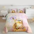 thumbnail image 2 of Castle Fairy Cute Sloth Full Size Comforter Sets 3-Piece for Preppy Child,Floral Dandelion Bedding Comforter Set,Cartoon Flower Animal Lightweight Bedding Sets,Gradient Home Decor,Reversible, 2 of 8