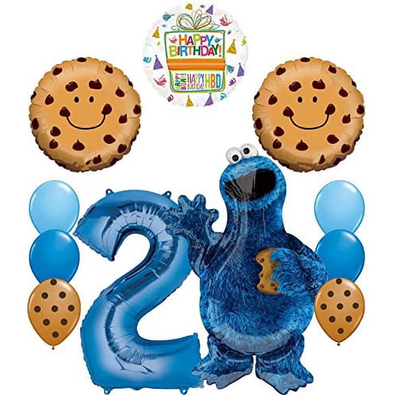 Cookie Monster 2nd Birthday Party Supplies 11 pc Balloon Bouquet Decorations