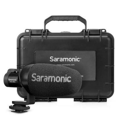 Saramonic Vmic Mini Ultra-Compact Camera-Mountable Shotgun Microphone Bundle with Hard Case (2 Items)