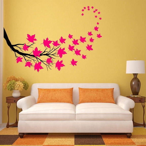 VWAQ Tree Branch Leaves Wall Sticker - Living Room Decal Decor - 37 PCS