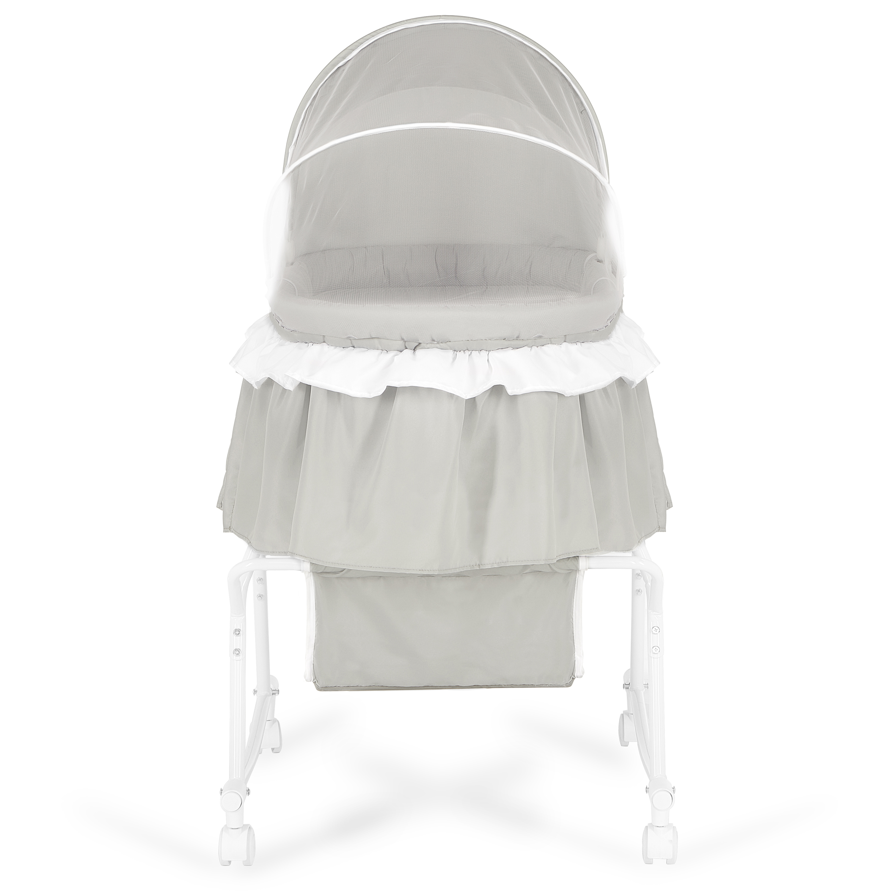 Dream On Me Lacy Portable 2-in-1 Bassinet & Cradle in Light Grey, Lightweight Baby Bassinet - image 4 of 26