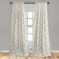 thumbnail image 2 of Vintage Window Curtains, Nostalgic Neutral Minimal Flowers with Dots Retro Botanical Blooms Artwork, Lightweight Decor 2-Panel Set with Rod Pocket, Pair of - 28"x63", Eggshell and Umber, by Ambesonne, 2 of 3
