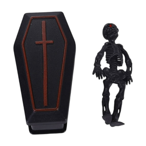 1Set Miniature Coffin Skeleton Decoration Prank Props, Crafted With Fine Details For Spooky Ambiance, Ideal For Parties Home Decor Gatherings Events Theatrical Film
