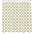 thumbnail image 3 of Art Deco Shower Curtain, Splashed Ink Design Fish Scale Formed By Dicolor Dotted Lines, Fabric Bathroom Set with Hooks, 69W X 75L Inches Long, Pale Coffee Grey and White, by Ambesonne, 3 of 3
