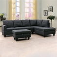 thumbnail image 2 of Aukfa 3 Piece L-shape Sectional Sofa with Storage Ottoman, Right Chaise, 2 Pillows, Linen, Dark Gray, 2 of 8