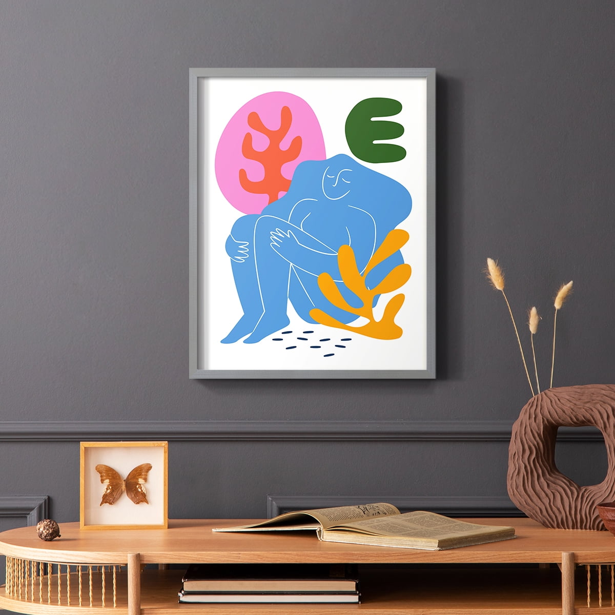 Matisse CDXLI in Gray Solid Wood Framed Print No Nail Hanging