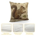 thumbnail image 4 of Leisuo Vintage Wildlife AnimalsThrow Pillow Covers Squirrel Bear Elk Rabbit with Green Plants Cushion Cover Home Decor Square White, 4 of 5