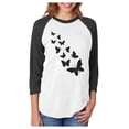 thumbnail image 1 of Butterfly Shirt Womens & Girls Summer 3/4 Women Sleeve Baseball Jersey - Summer's Perfect Casual & Chic Butterfly-Themed Jersey Shirt XX-Large black/white, 1 of 5