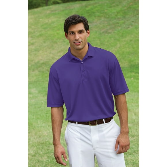 Willow Pointe MENS S/S PERFORMANCE POLO- 100% Polyester moisture wicking and anti-microbial treated performance baby pique, short-sleeve, easy care, color fast polo with heat seal label, three pearlized dyed to match buttons, welt collar, hemmed bottom with side vents. 5.5 oz.