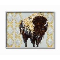 Stupell Industries Gold Buffalo Animal Pattern Gray Painting Framed Wall Art by Stephanie Aguilar