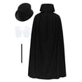 thumbnail image 2 of CHICTRY Ensemble de Costume de Magicien pour Jeu de Rôle Jeu d'Imitation Se Déguiser Accessoires pour Spectacle de Tours de Magie Noir&Rouge Taille Unique, 2 of 7