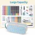 thumbnail image 2 of 2 Compartment Flower Quilted Pencil Pouch with Zipper Handle,Soft Box For School, 2 of 6