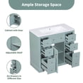 thumbnail image 4 of 36" Bathroom Vanity without Sink, Modern Bathroom Cabinet Base with One Cabinet and Six Drawers, Solid Wood Bathroom Cabinet for Bathroom, Green, 4 of 9